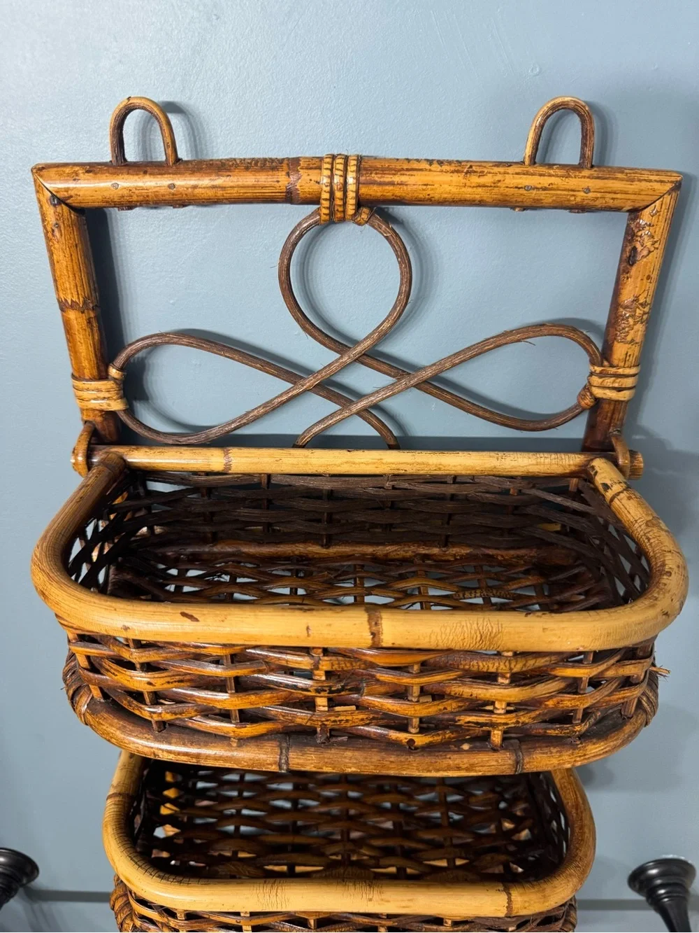 Three-Tier Woven Wall Shelf - Brown